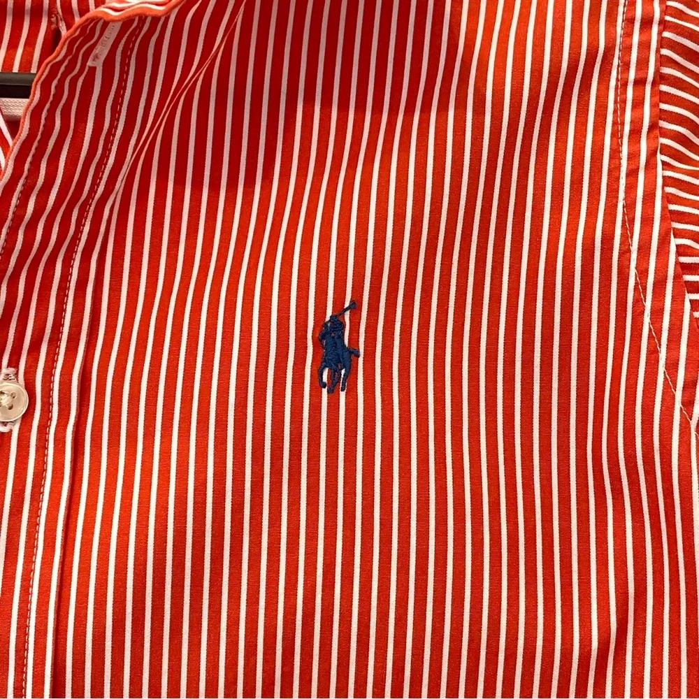 Ralph Lauren Kids Red Striped Button Down 100% cotton Shirt 7